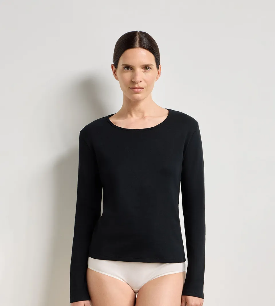 dim-thermal-body-manches-longues-femme-coton-gratt-noir image 1