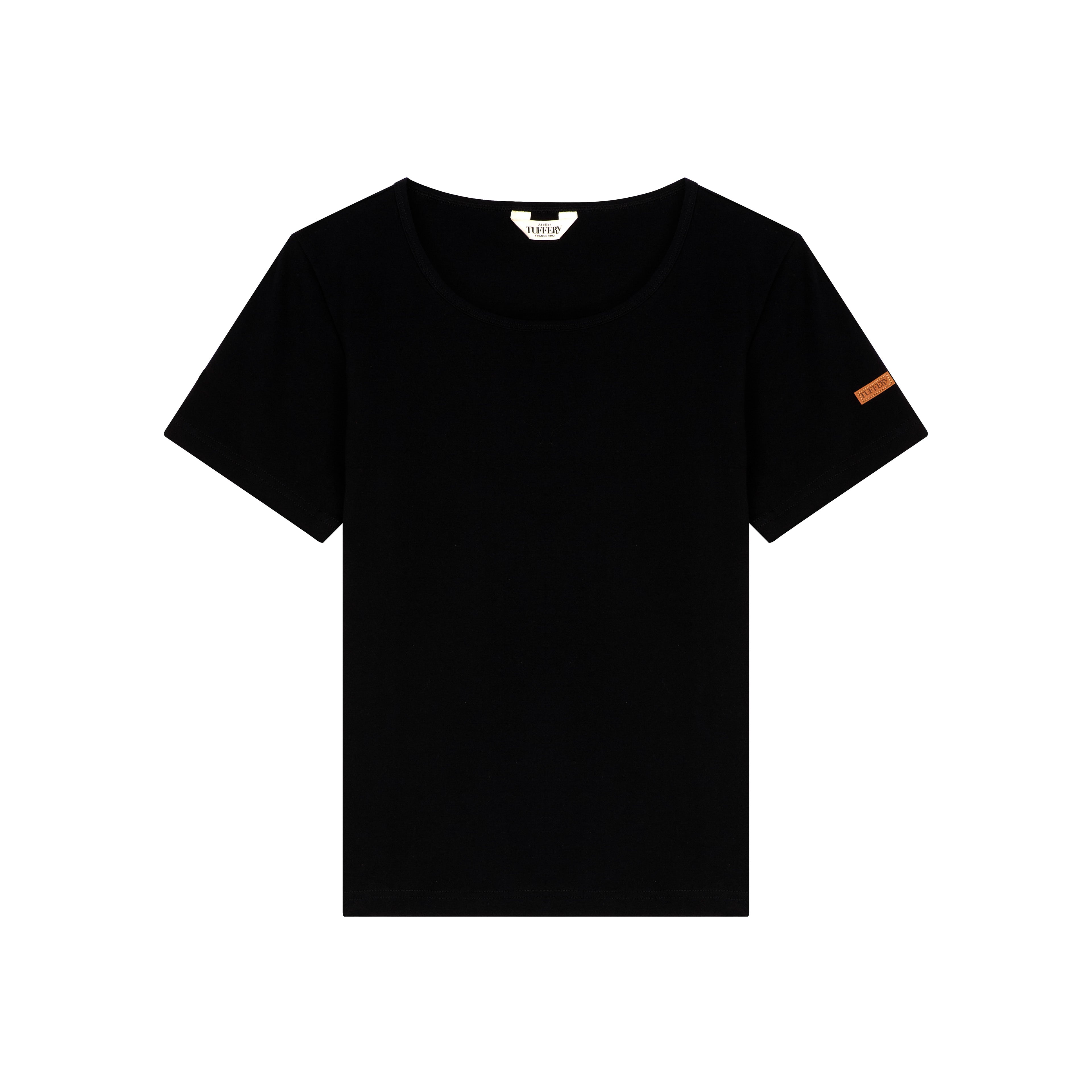 atelier-tuffery-t-shirt-femme-col-rond-noir-coton-bio image 1