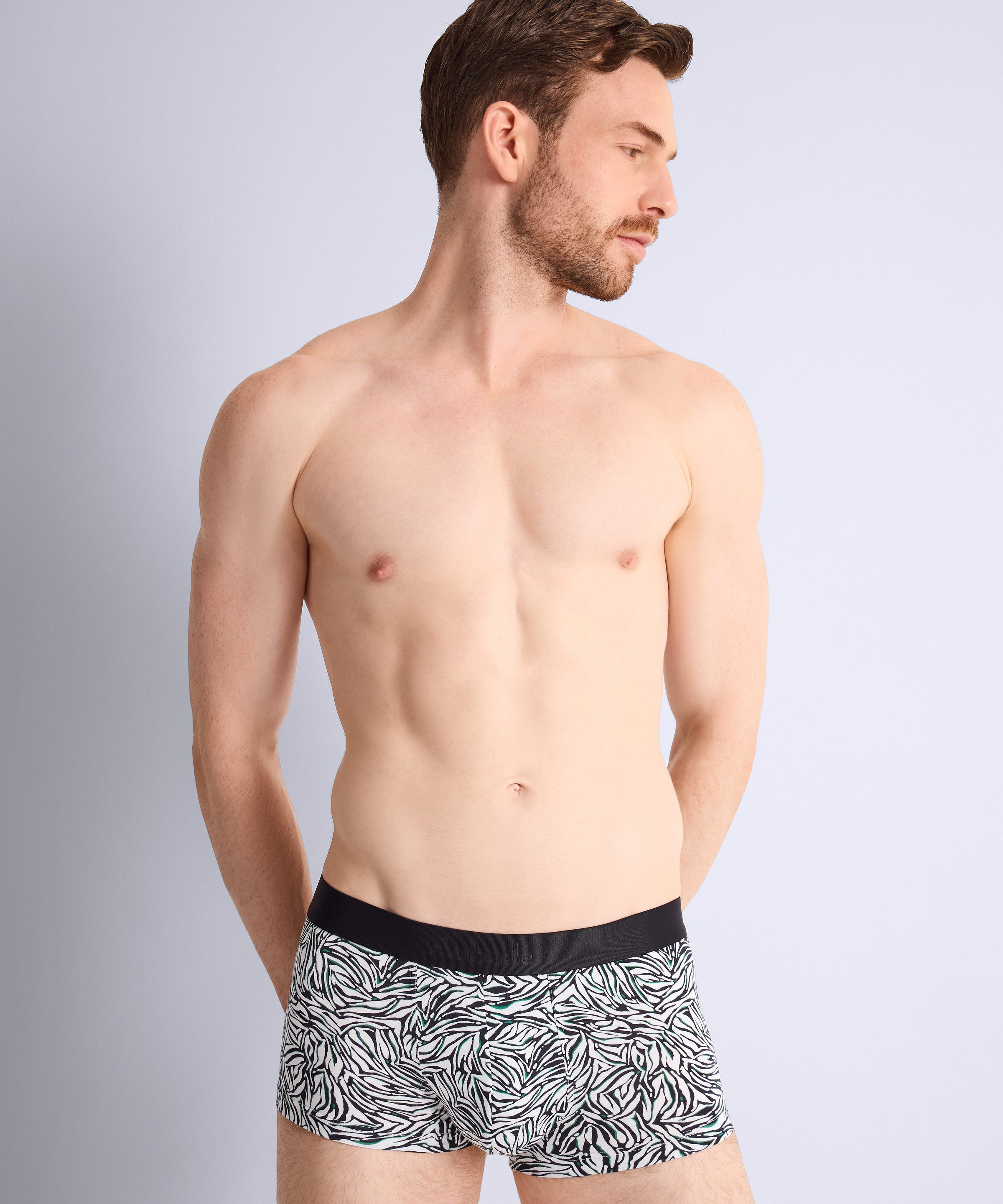aubade-homme-boxer-trunk-wild-stripes-noir-blanc image 2