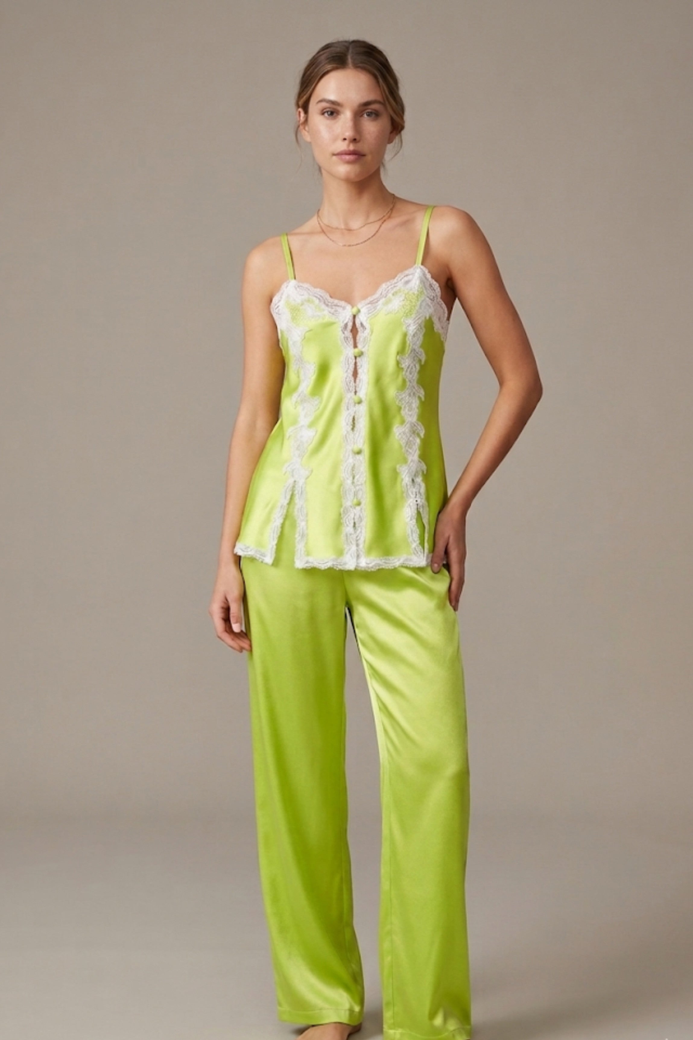 cadolle-pyjama-en-soie-vert-pomme image 2