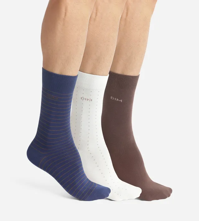 dim-coton-style-lot-3-socquettes-homme-bleu-b-ne-gris image 1
