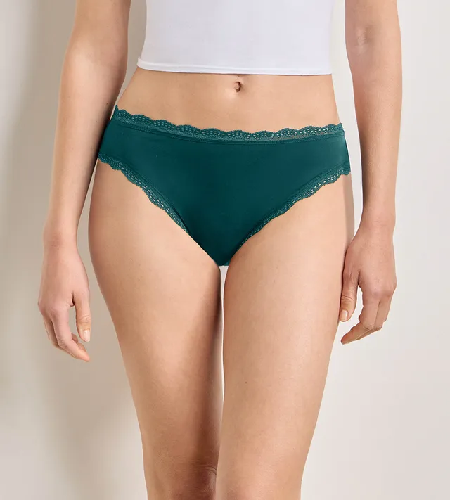 dim-daily-coton-dentelle-lot-de-2-culottes-rose-meraude image 1
