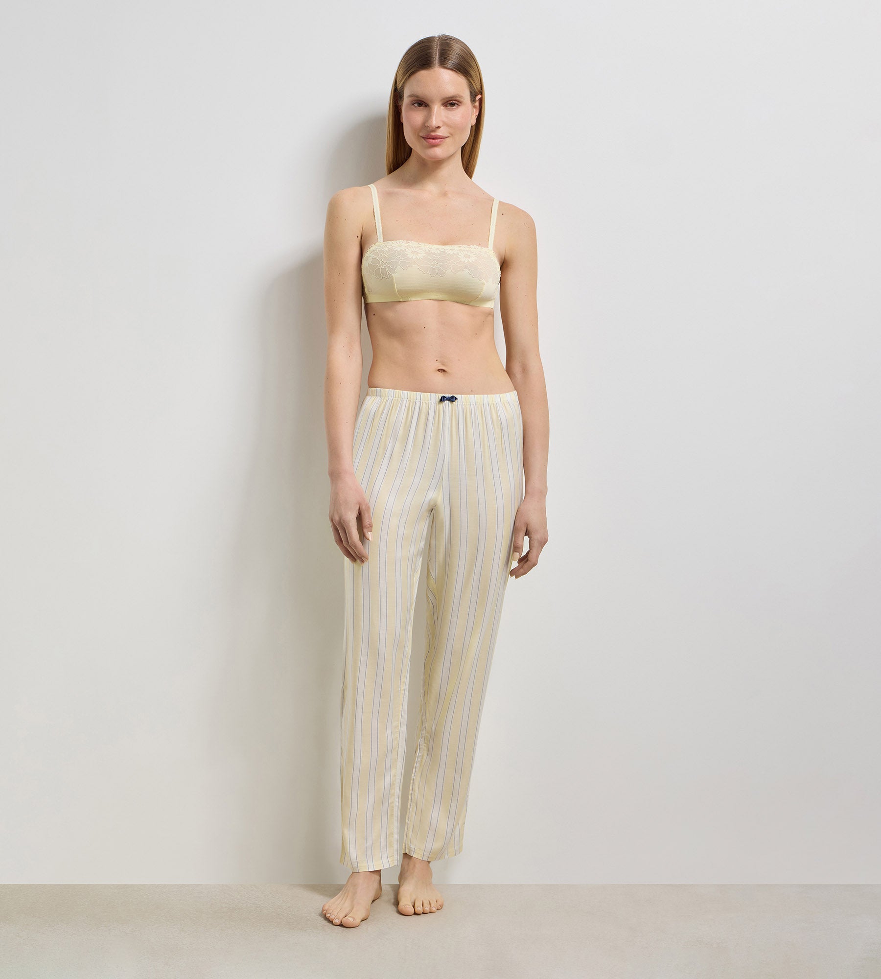 dim-slow-days-pantalon-pyjama-twill-ray-cru-jaune image 1
