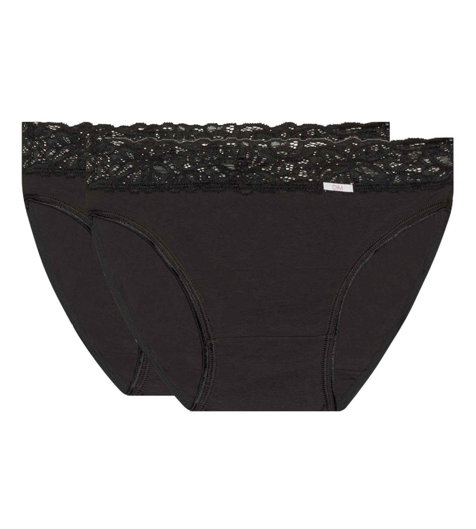 dim-coton-plus-f-minine-lot-de-2-slips-midi-noirs-coton-dentelle image 5