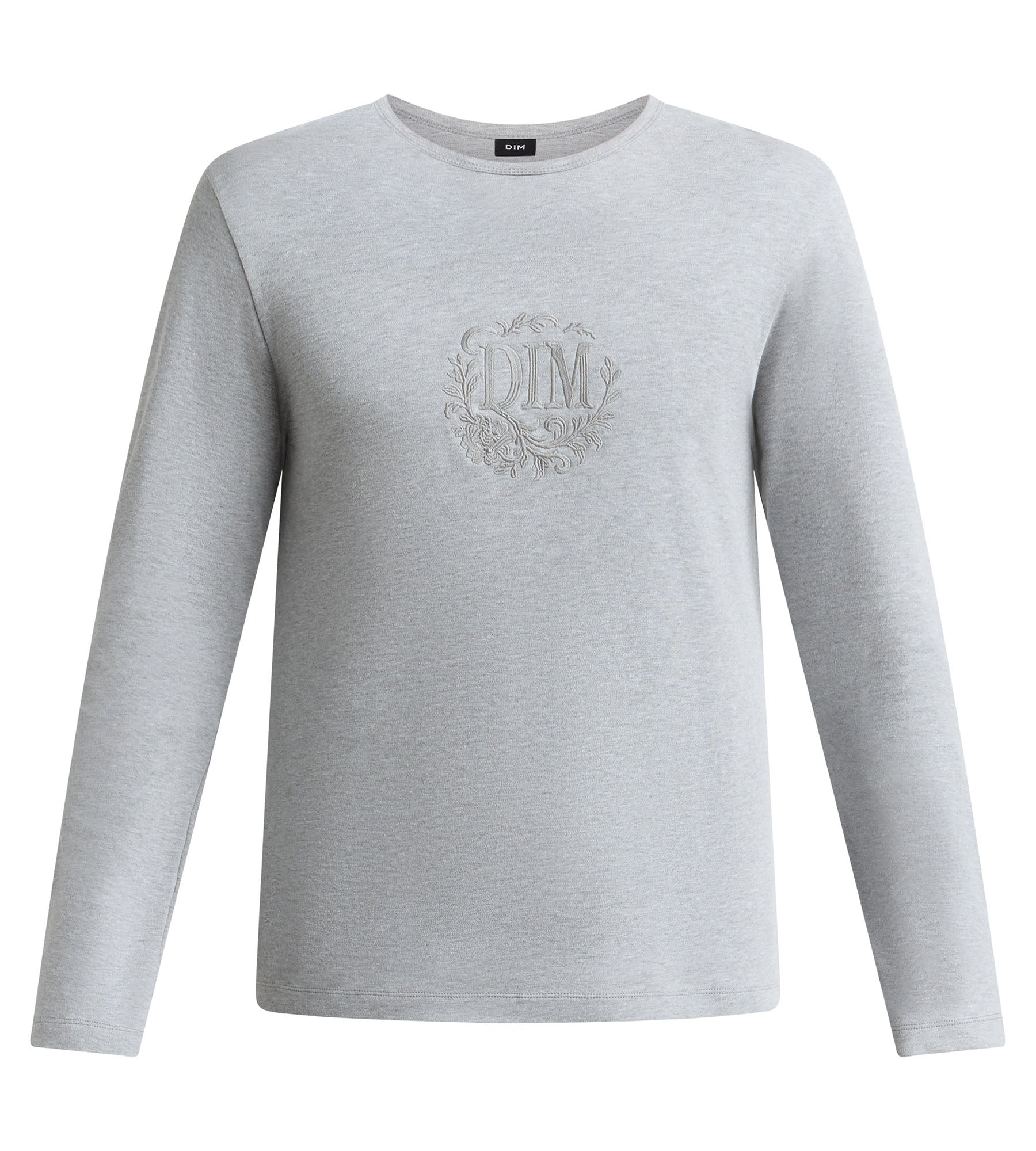 dim-interlock-t-shirt-homme-manches-longues-col-rond-gris-m-lange image 4