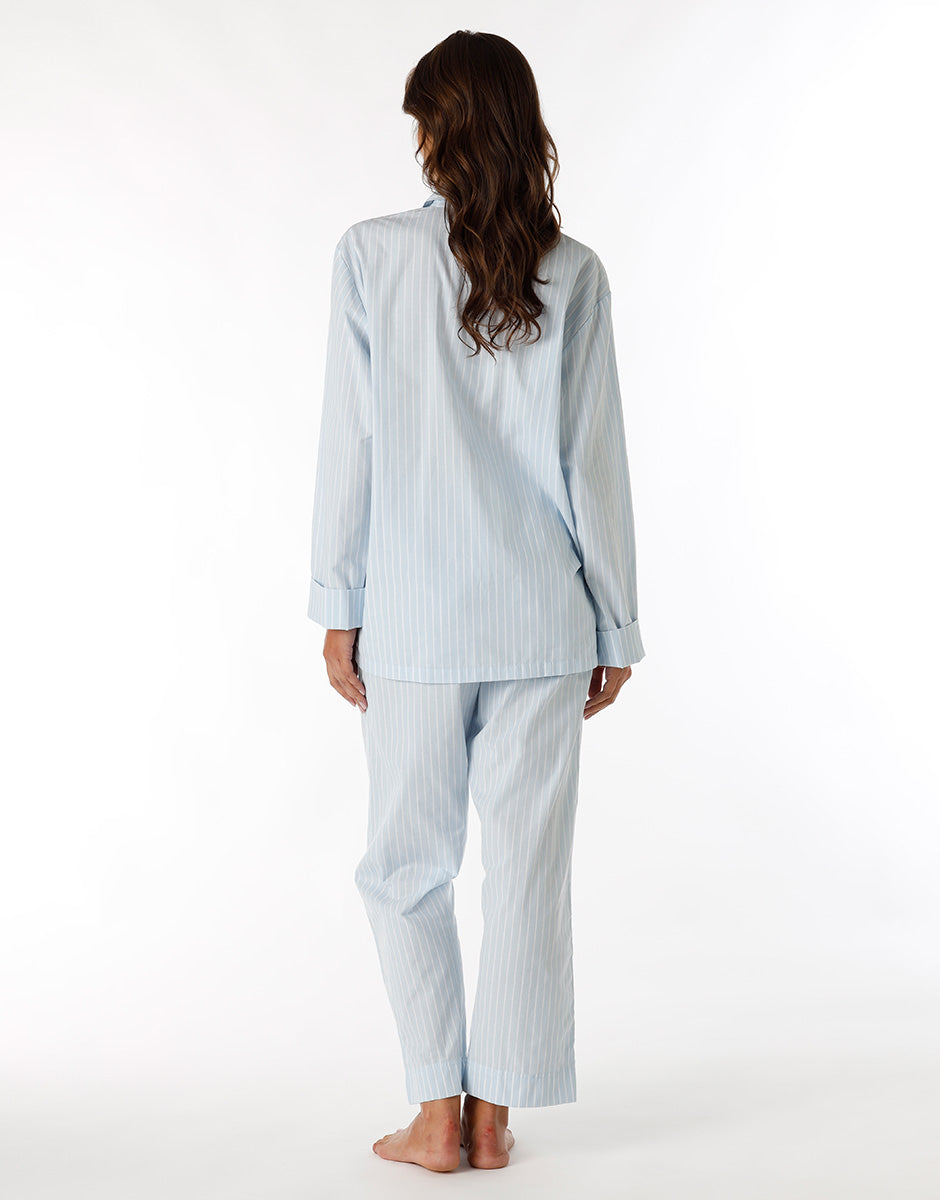dim-pyjama-long-ouvert-unisexe-toile-coton-bleu-rayures image 2