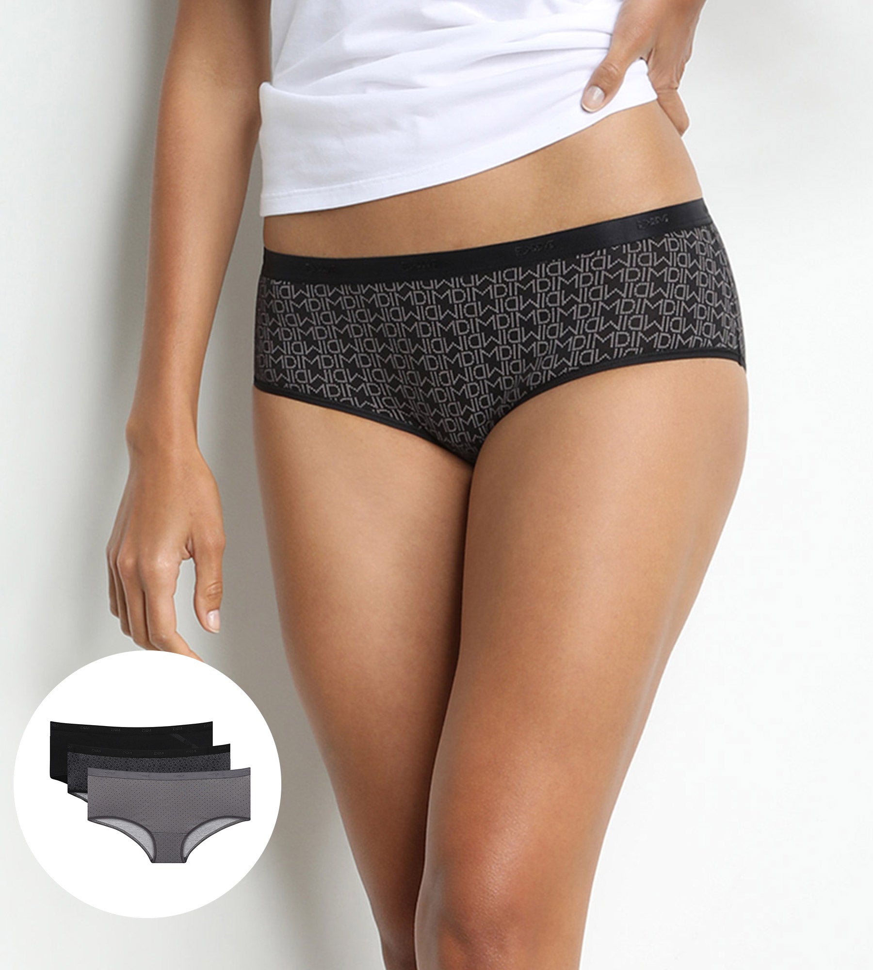 dim-les-pockets-lot-de-3-boxers-femme-coton-noirs image 1