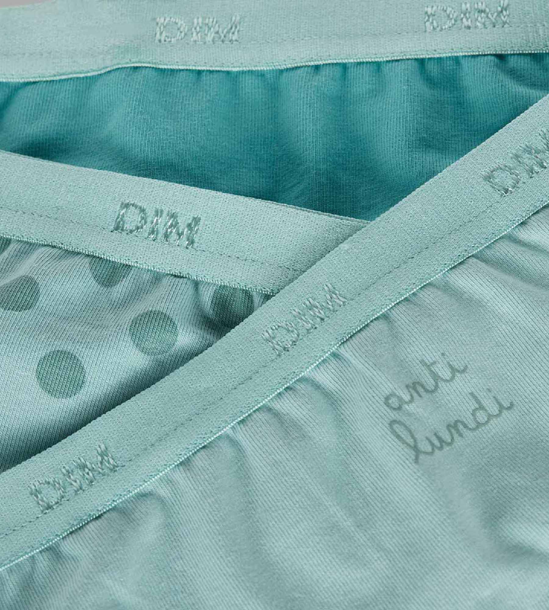dim-les-pockets-lot-de-3-culottes-fille-coton-stretch-vert-d-eau-pois image 3