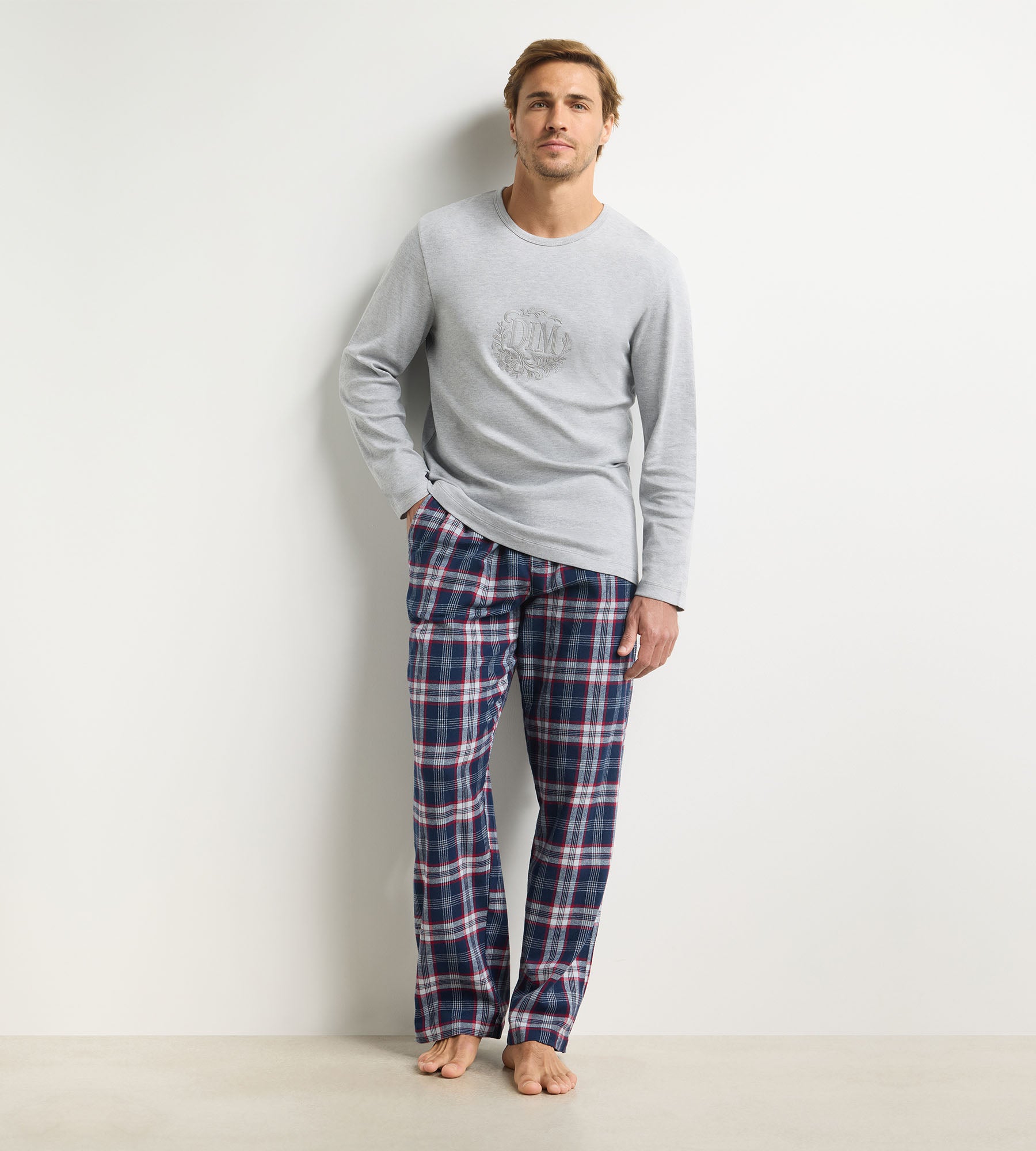 dim-flannel-pantalon-long-homme-tartan-bleu image 4