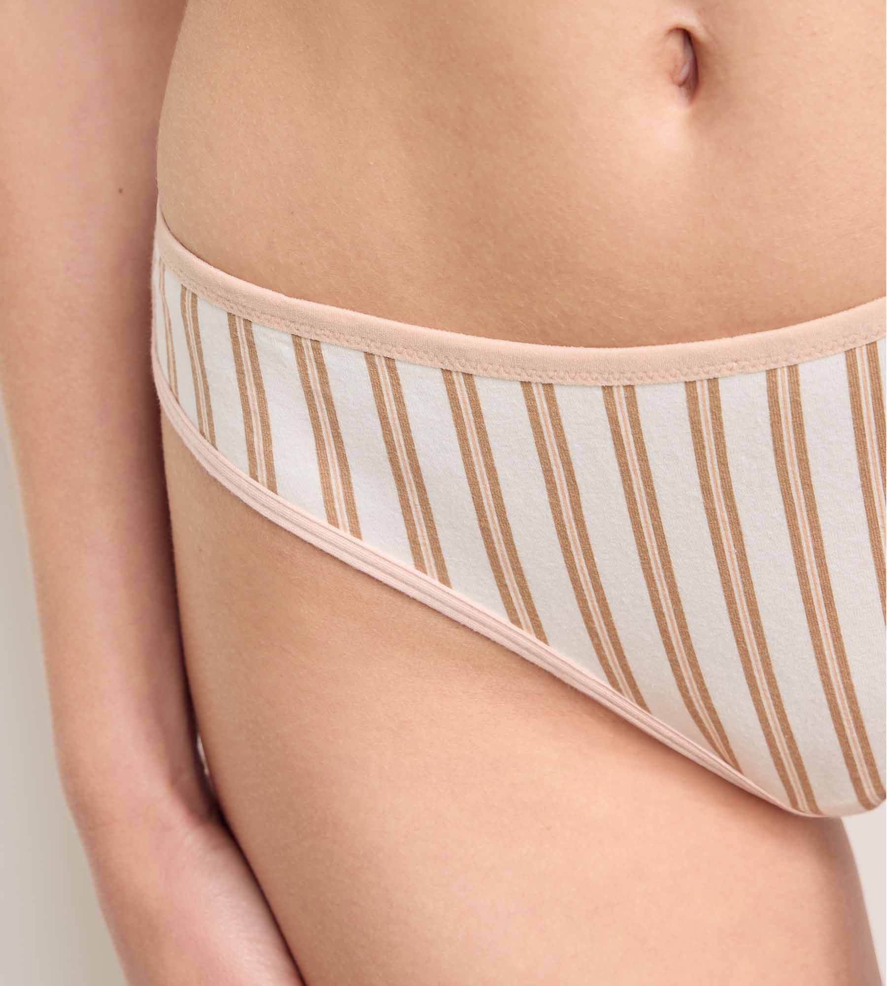 dim-x-ines-de-la-fressange-tanga-coton-rayures-cr-me-rose image 6