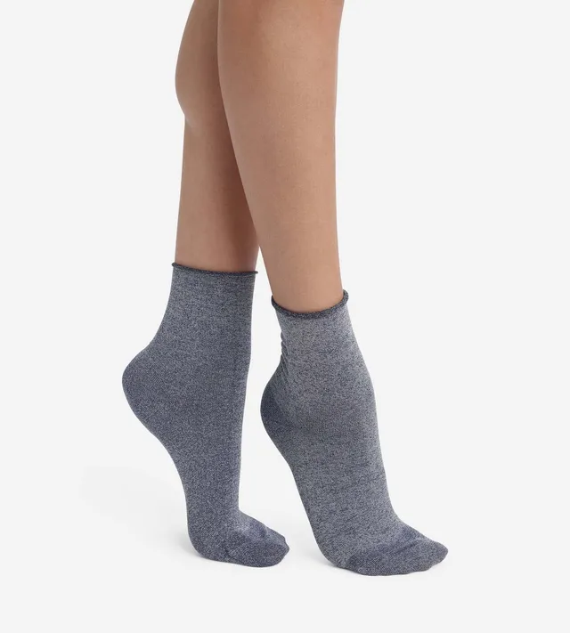 dim-mode-lot-de-2-paires-chaussettes-femme-lurex-bleu-marine image 1
