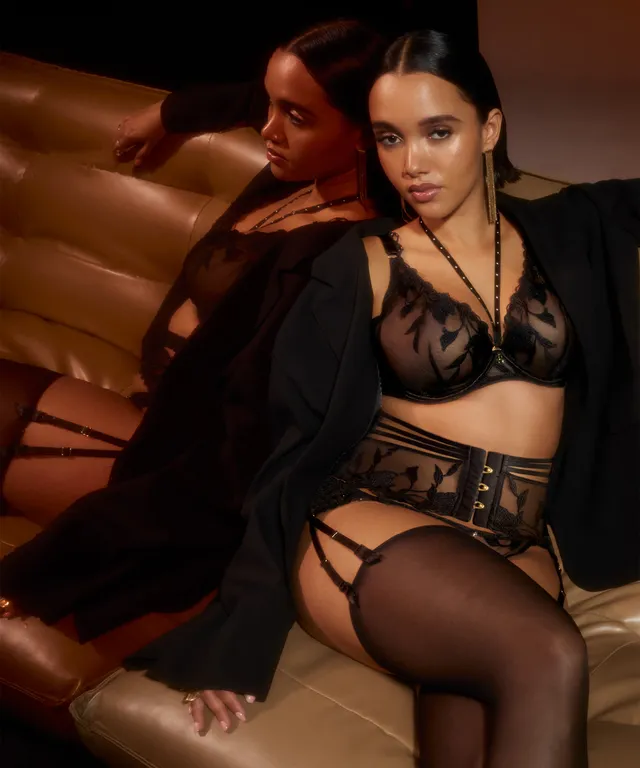 aubade-night-at-paradise-serre-taille-obsidian-corset-en-dentelle-florale image 1