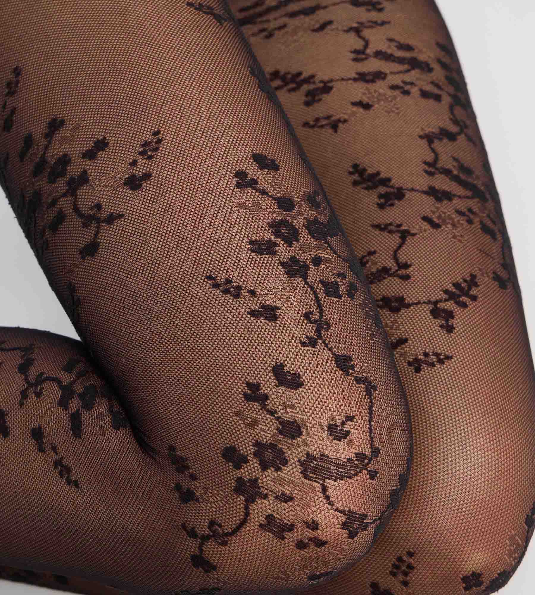 dim-style-collant-fantaisie-japonais-noir-fleurs-de-cerisier image 2