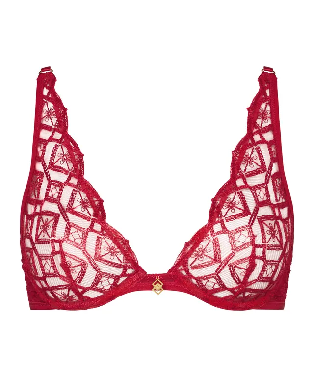 aubade-sense-of-illusion-soutien-gorge-triangle-plunge-red-berry image 1