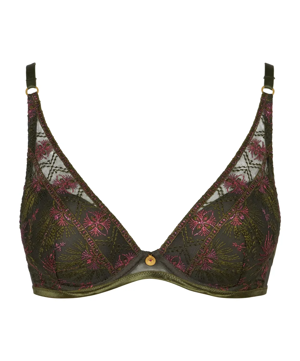 aubade-sound-of-heart-soutien-gorge-plunge-foulard-dark-garden image 1