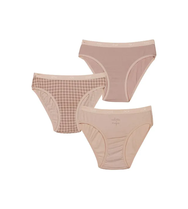 dim-les-pockets-lot-de-3-culottes-fille-coton-stretch-mauve-vichy image 1