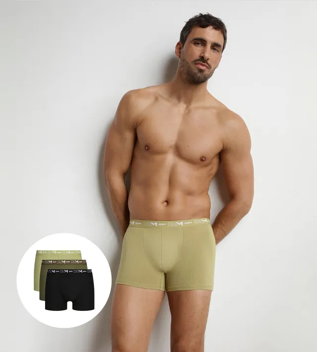dim-lot-de-3-boxers-homme-coton-stretch-noir-sable image 1