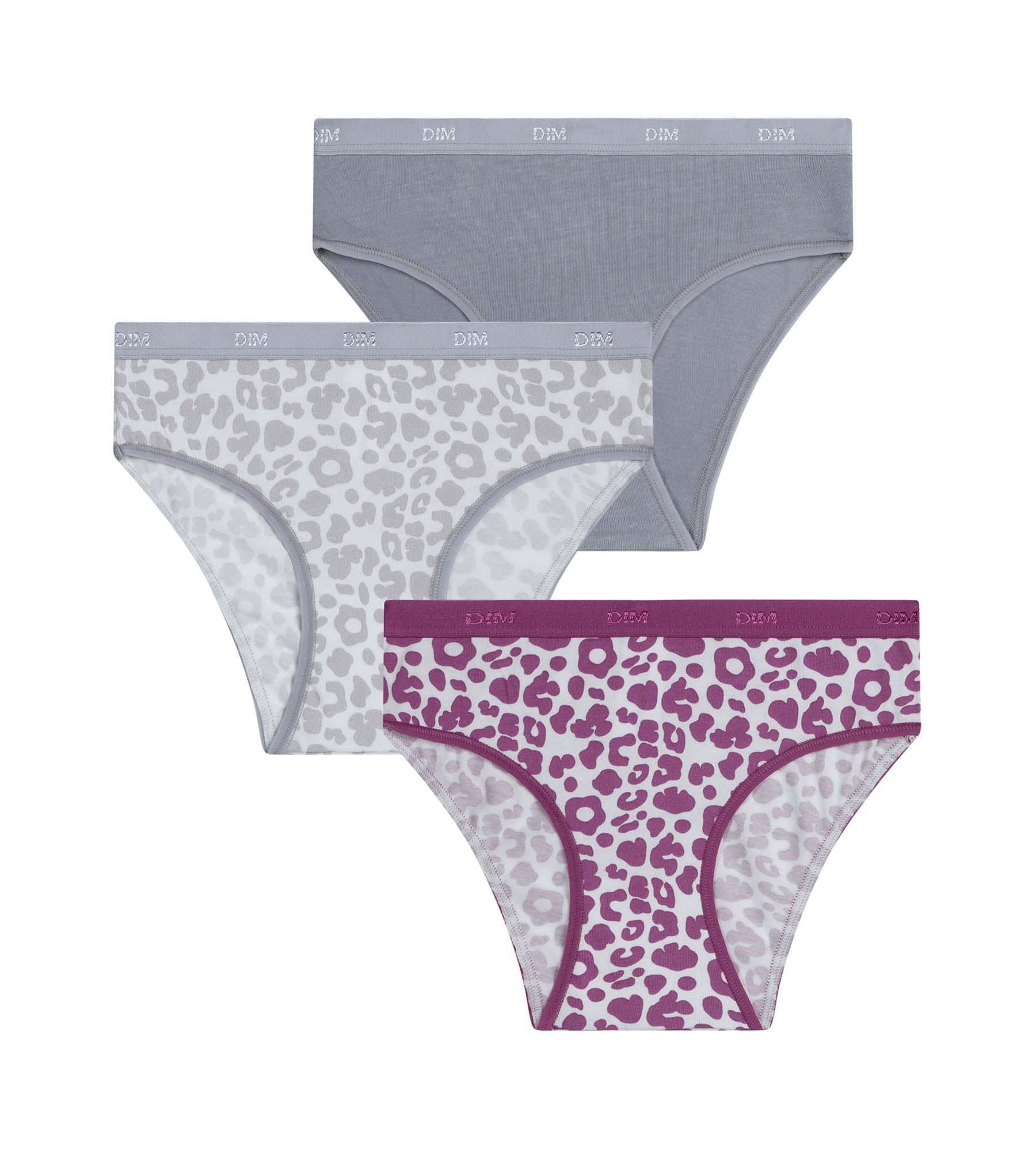 dim-les-pockets-lot-de-3-culottes-fille-coton-stretch-l-o-gris-violet image 3