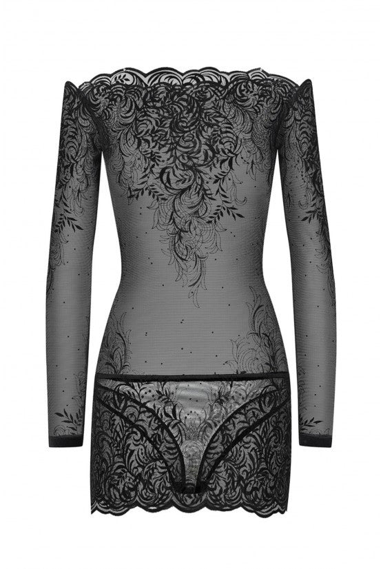 cadolle-arabesque-mini-robe-velours-floqu-noir image 3