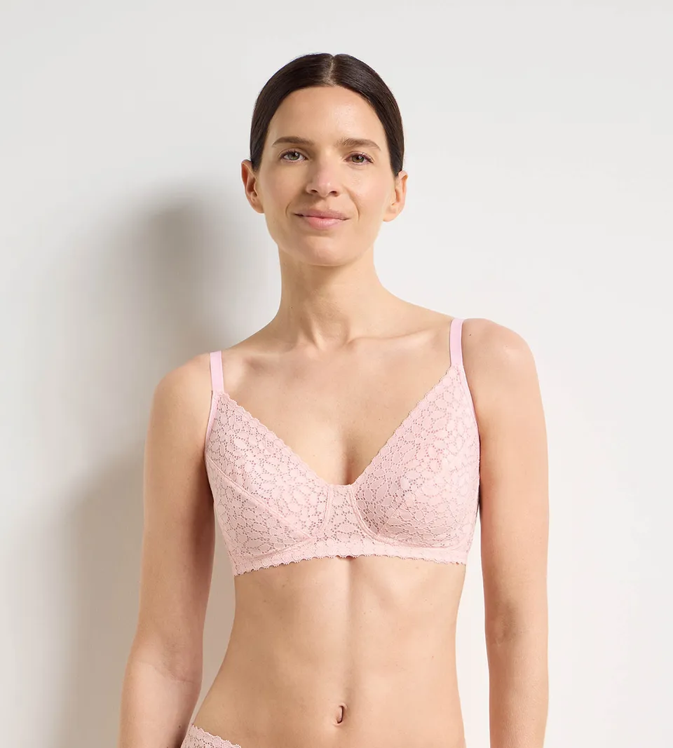 dim-daily-dentelle-soutien-gorge-sans-armatures-rose-p-tale image 1