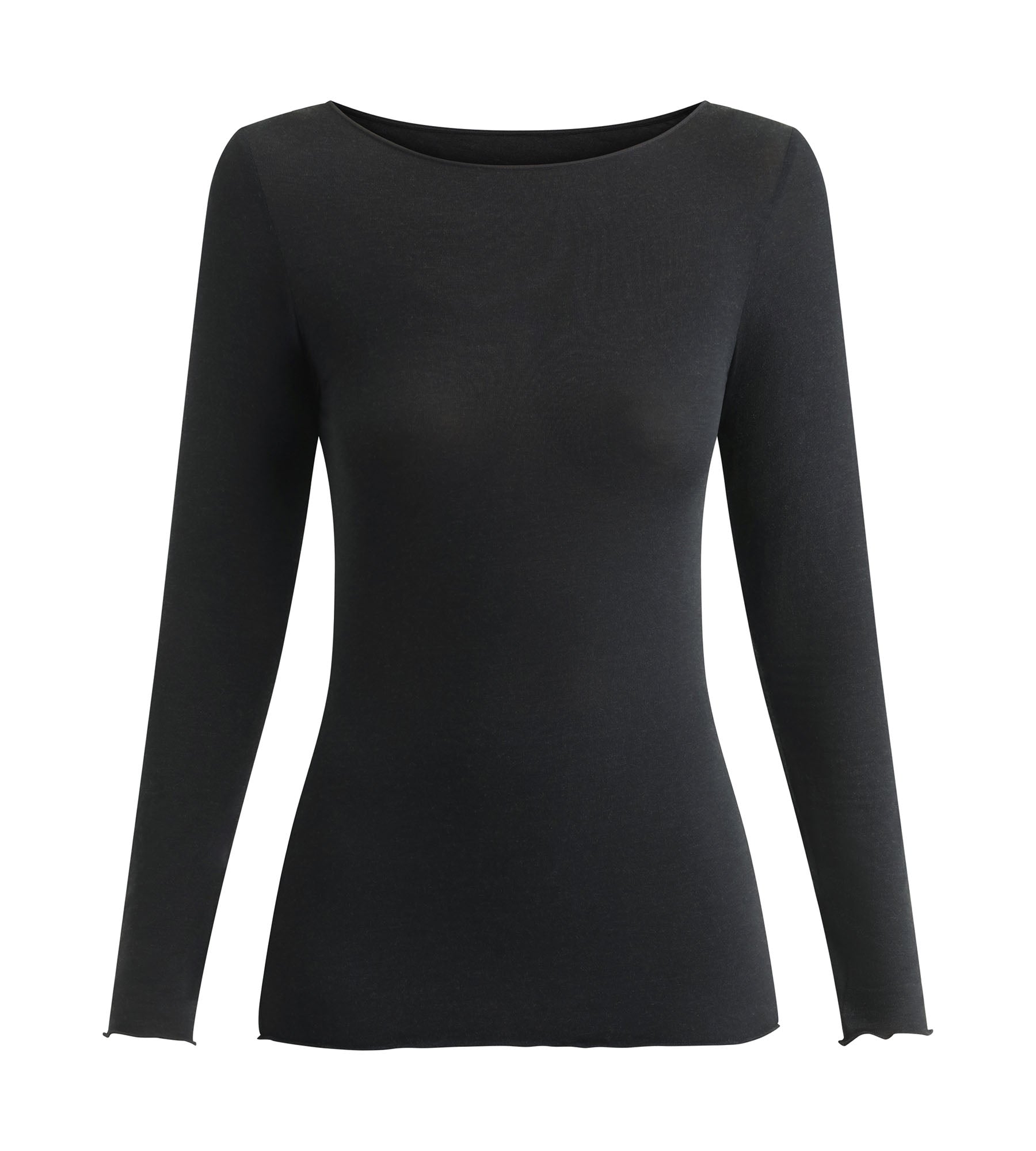 dim-thermal-t-shirt-femme-col-bateau-noir-manches-longues image 3