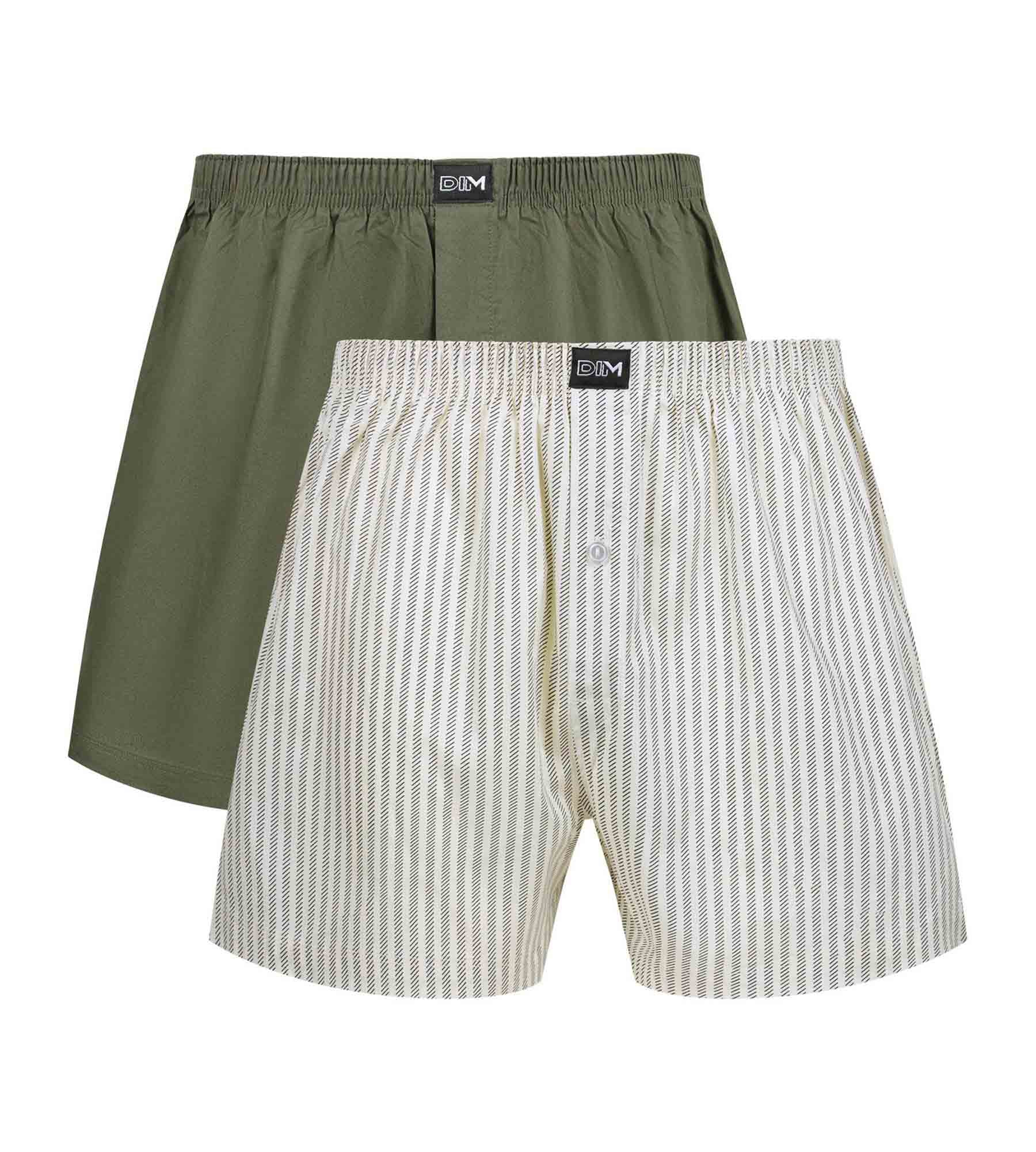 dim-coton-stretch-lot-de-2-cale-ons-homme-beige-et-vert-tennis image 3