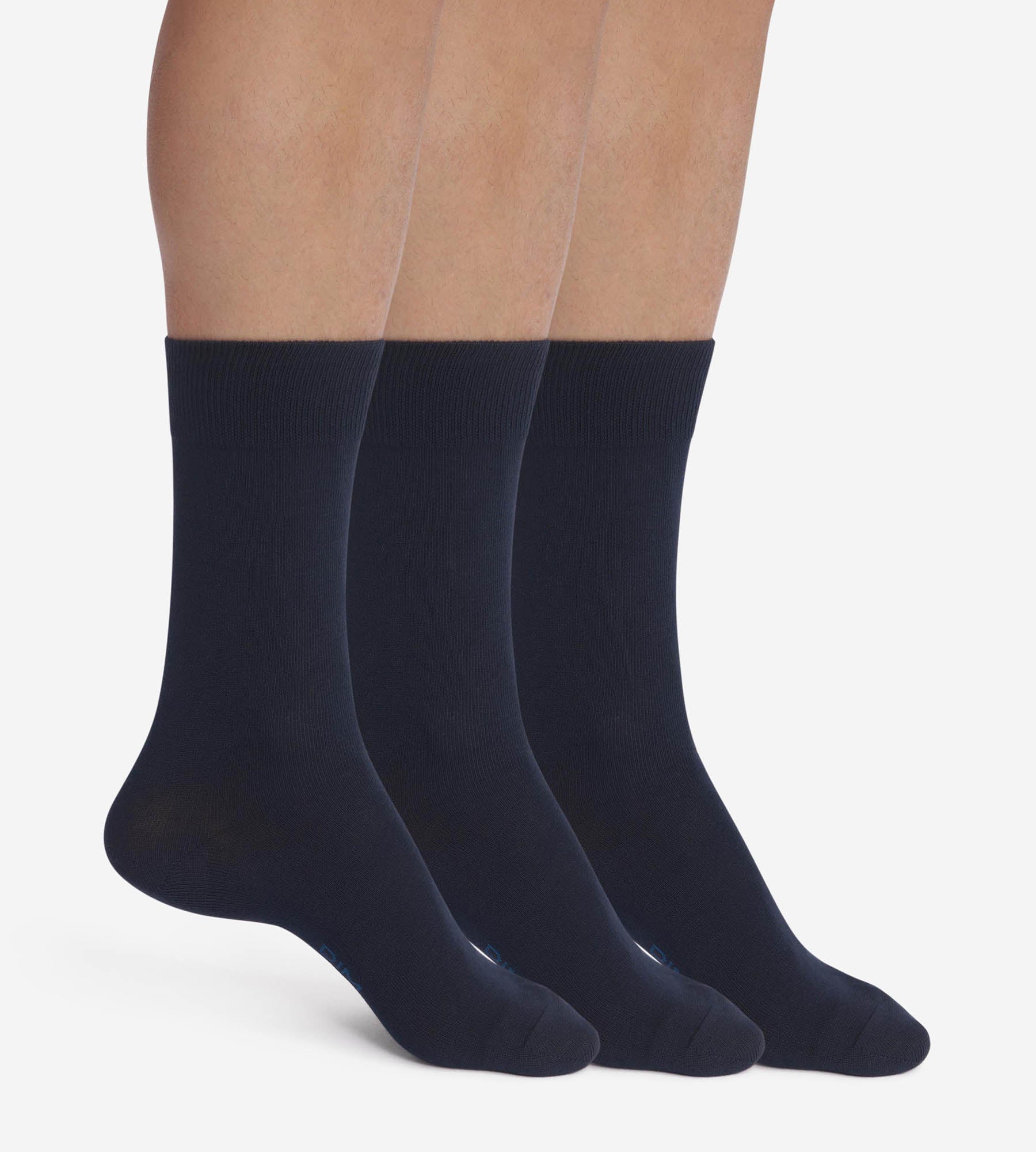 dim-coton-lot-de-3-paires-chaussettes-homme-bleu-marine image 1