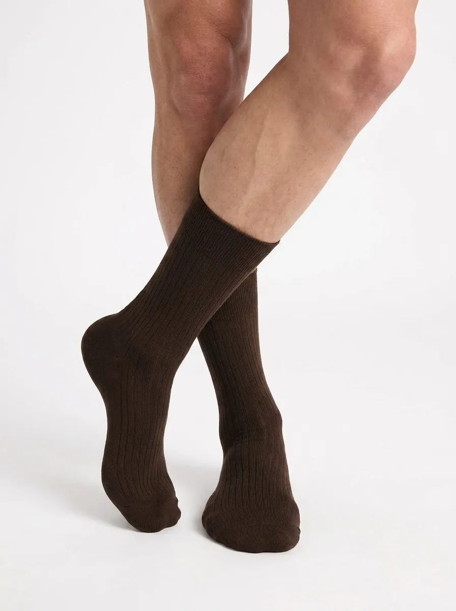 dim-lot-de-3-chaussettes-homme-coton-chocolat-cassis-taupe image 1