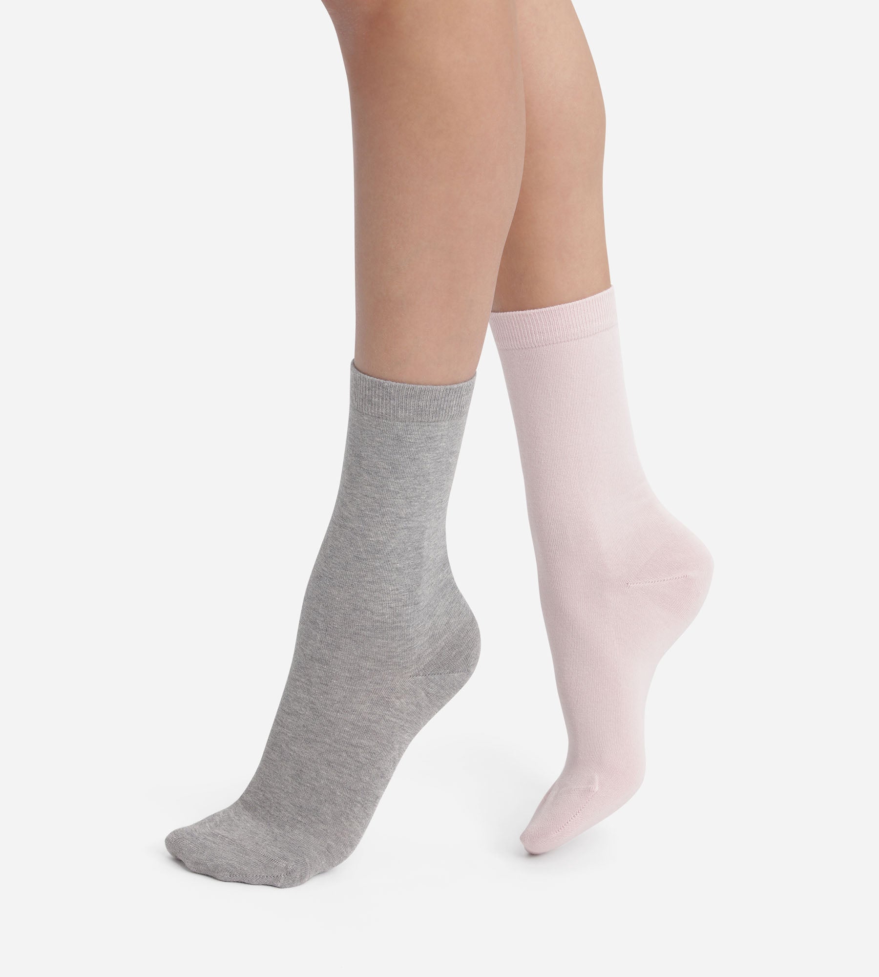 dim-coton-femme-lot-de-2-paires-rose-p-le-gris-chin image 1