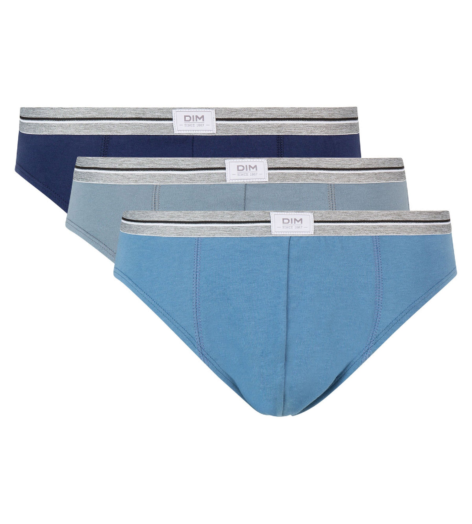 dim-lot-de-3-slips-homme-ultra-resist-bleu-denim-gris-coton-stretch image 2