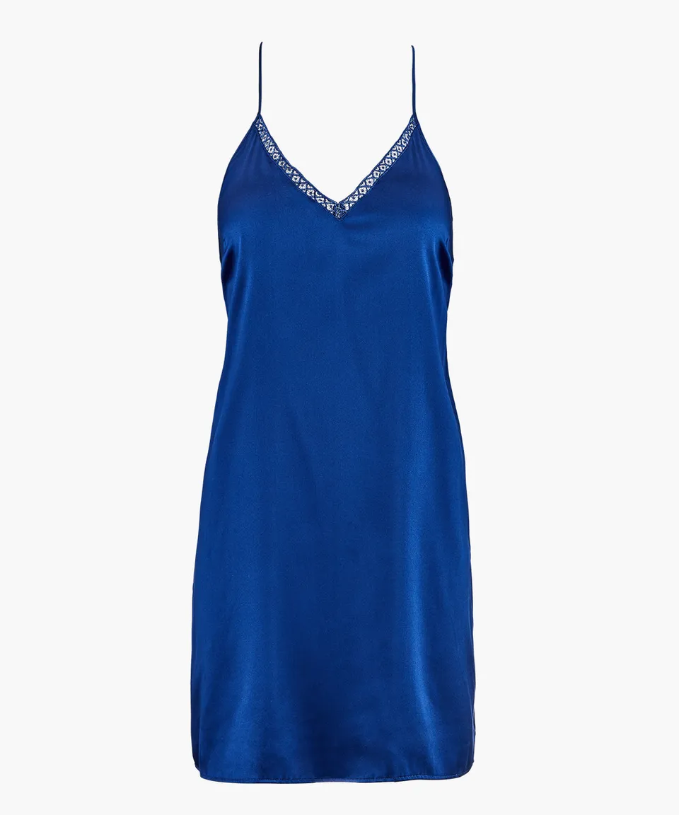 aubade-silk-desire-nuisette-en-soie-stretch-bleu-lectrique image 1