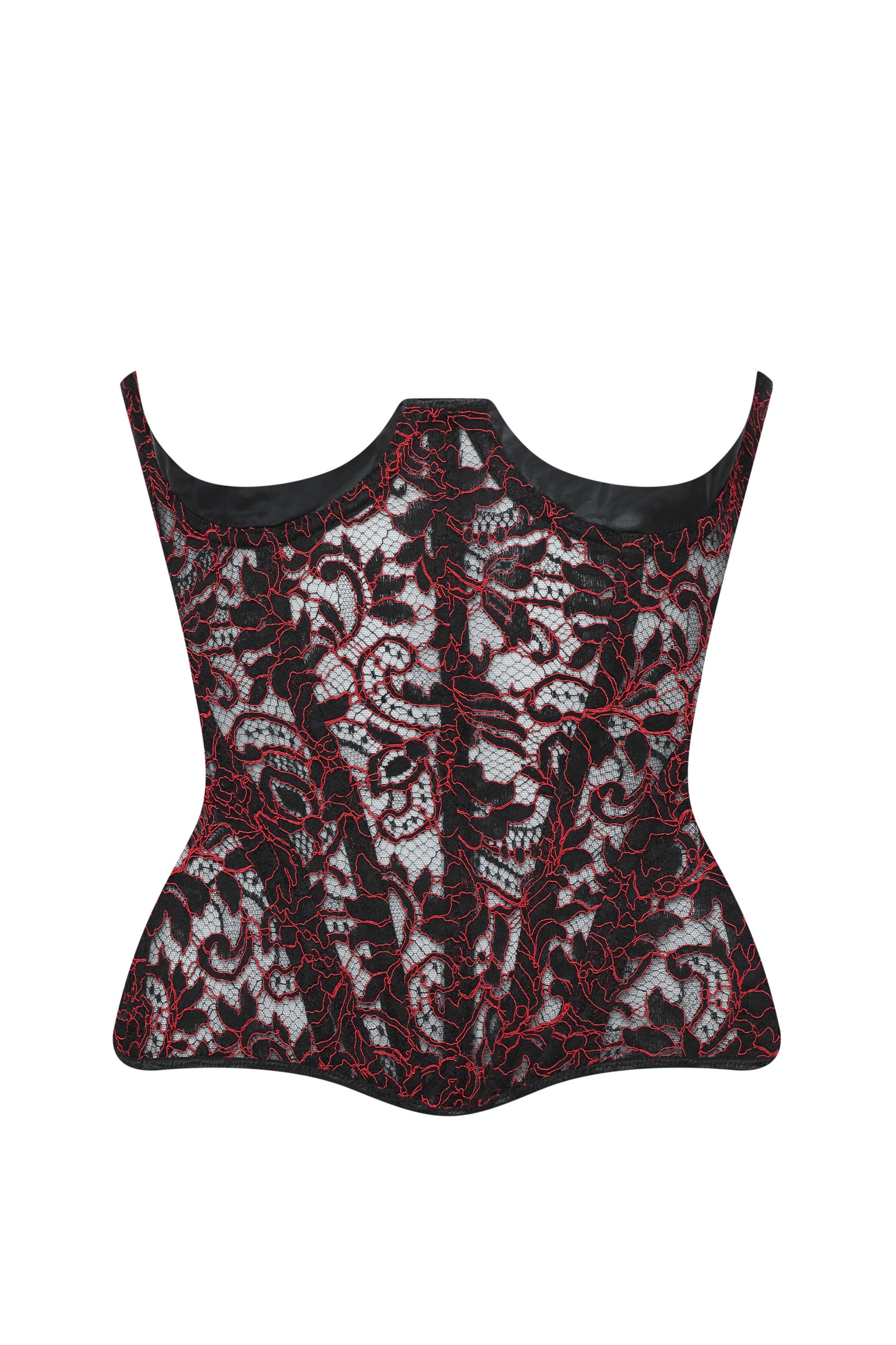 cadolle-corset-zula-sein-nu-dentelle-noire-et-rouge-la-age image 1
