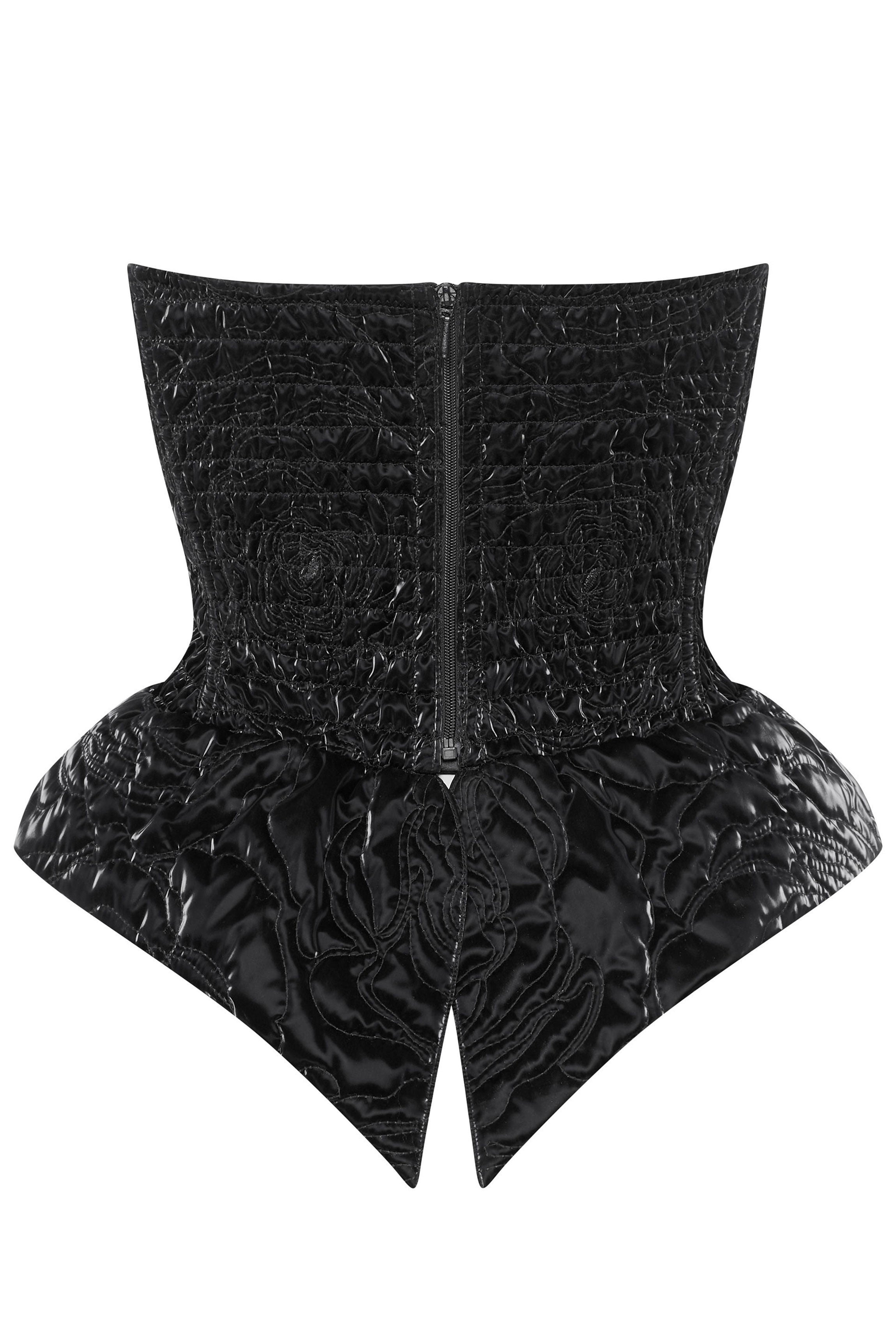 cadolle-bustier-glac-noir-matelass-fils-d-argent image 2