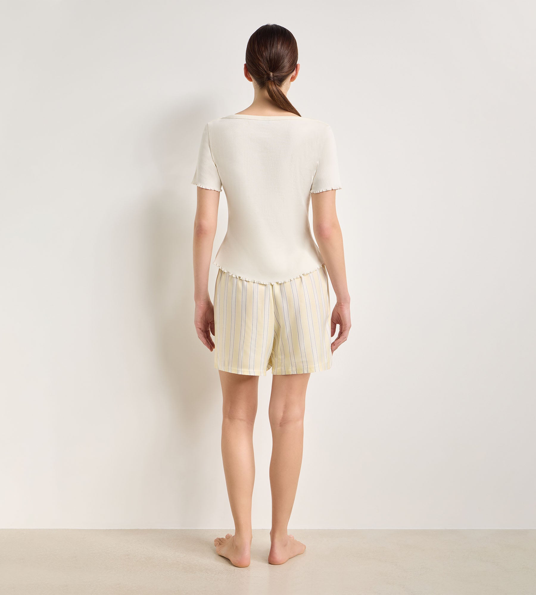 dim-short-pyjama-femme-twill-viscose-jaune-p-le-ray-slow-days image 2
