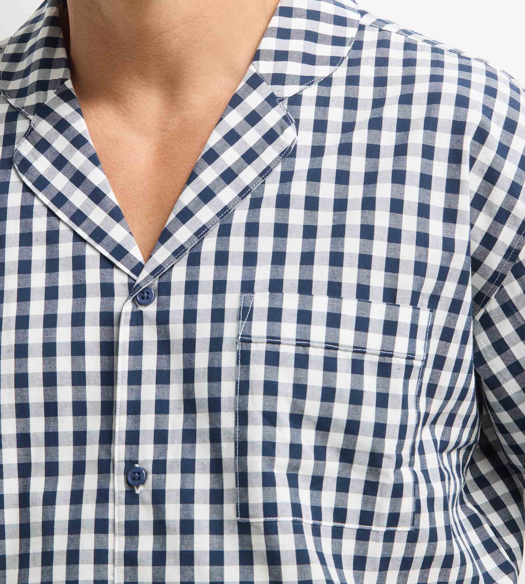 dim-woven-ensemble-pyjama-pantalon-homme-vichy-bleu image 3