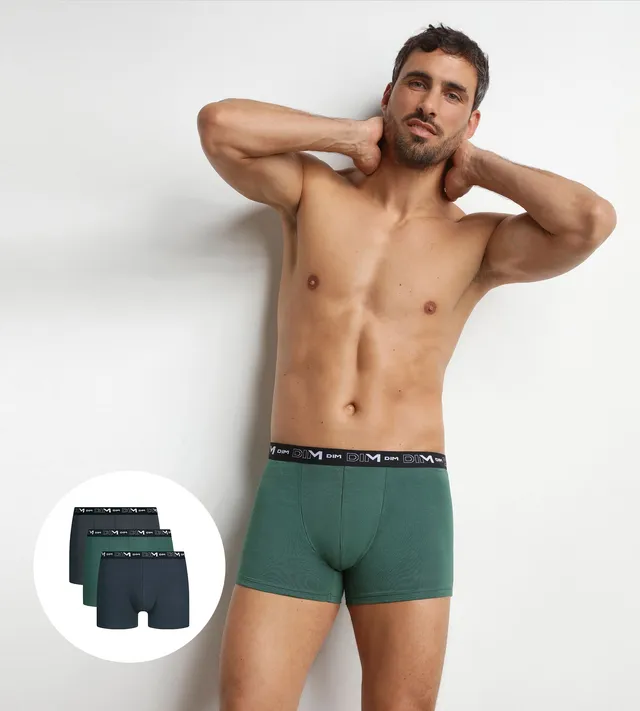 dim-lot-de-3-boxers-homme-coton-stretch-vert-n-buleuse image 1