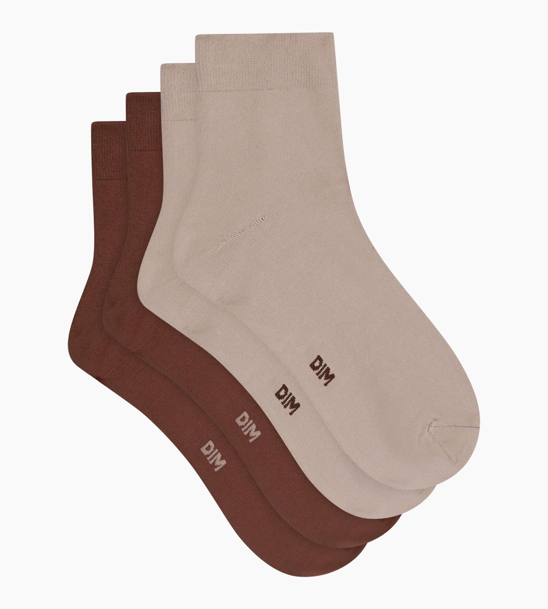 dim-lot-de-2-paires-de-chaussettes-femme-taupe-caf-skin image 3