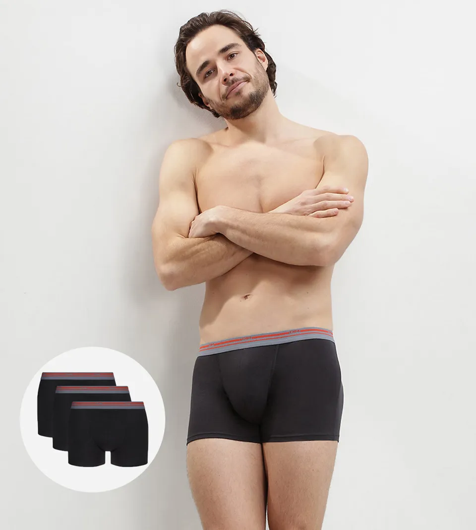 dim-daily-colors-noir-lot-de-3-boxers-coton-stretch-homme image 1