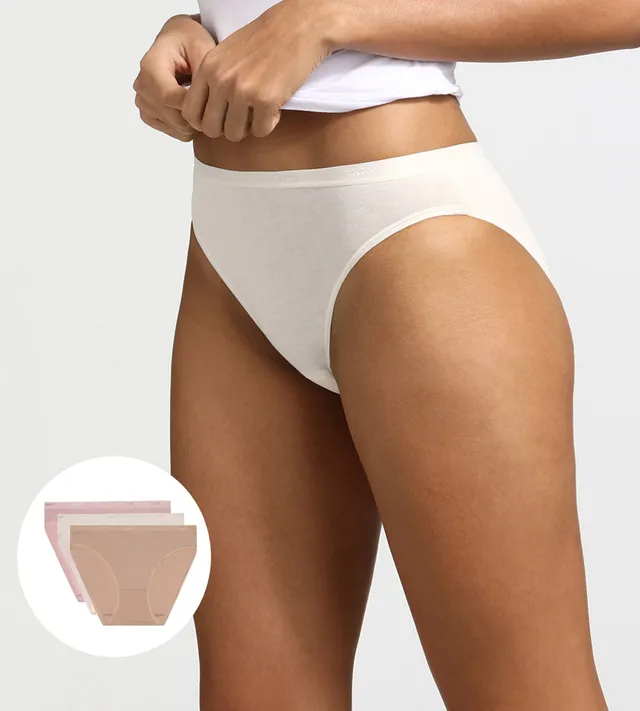 dim-les-pockets-lot-de-3-slips-femme-coton-peau-rose-nacre image 1