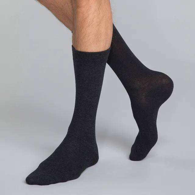 dim-basic-coton-mi-chaussettes-homme-coton-x3-anthracite image 1
