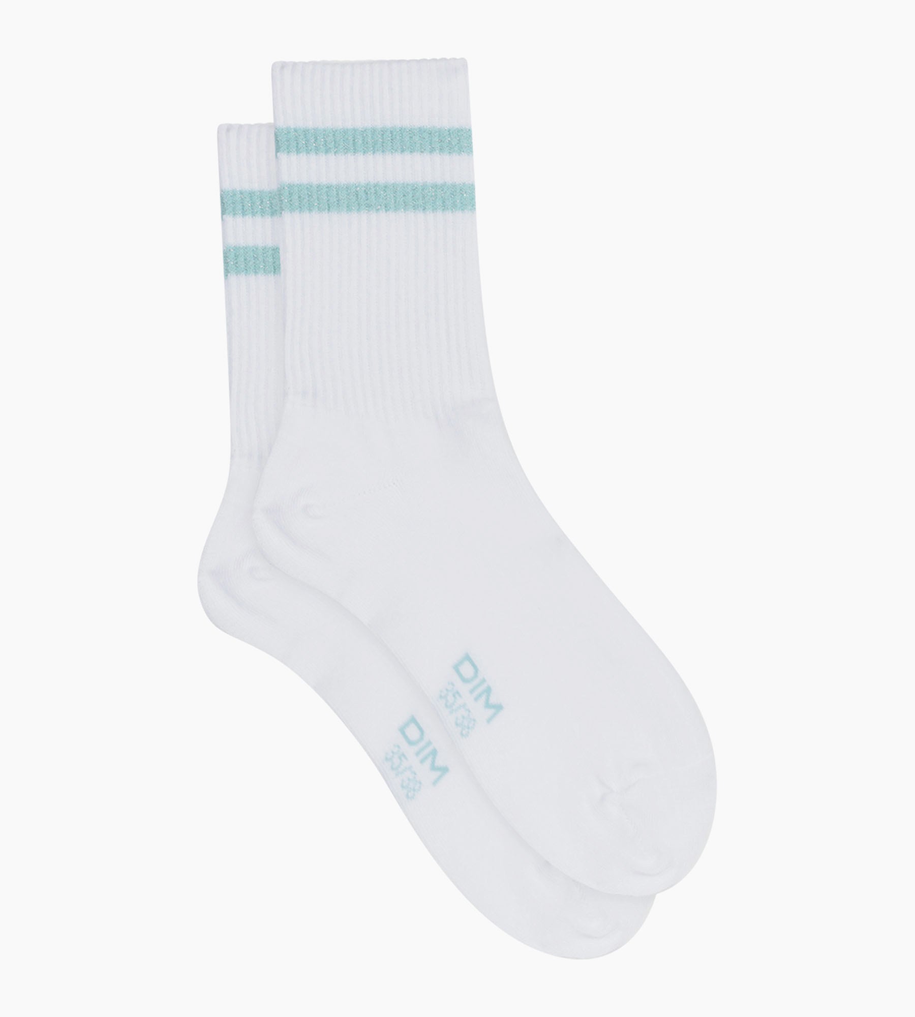 dim-mode-chaussettes-femme-coton-c-tel-blanc-lurex-bleu image 2