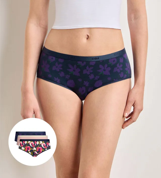 dim-les-pockets-coton-lot-de-3-shortys-floral-chic image 1