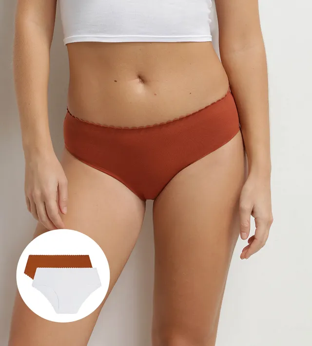 dim-body-touch-lot-de-2-slips-coton-stretch-blanc-brun image 1