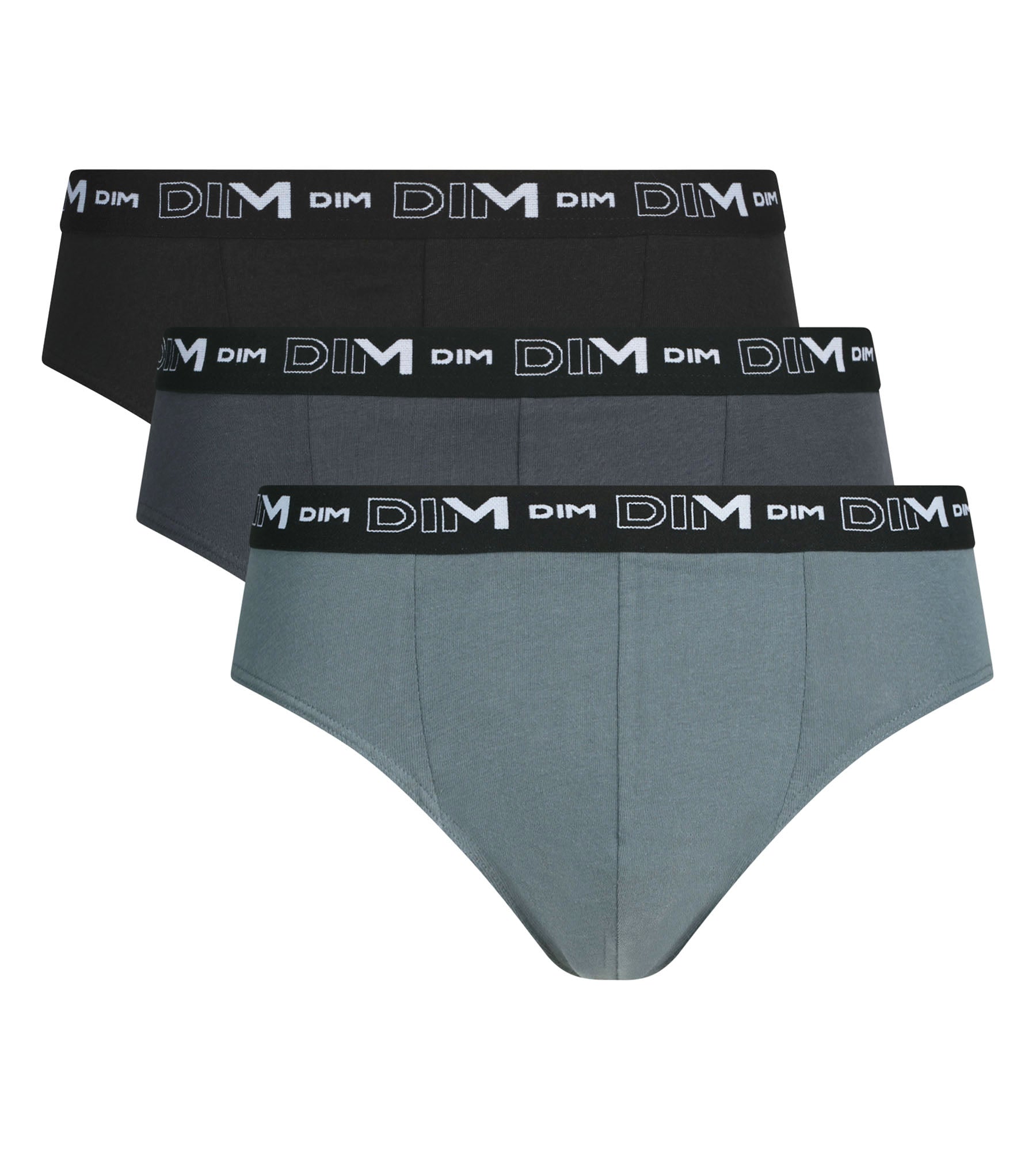 dim-coton-stretch-d6595t3-lot-de-3-slips-homme-noir-et-gris image 2