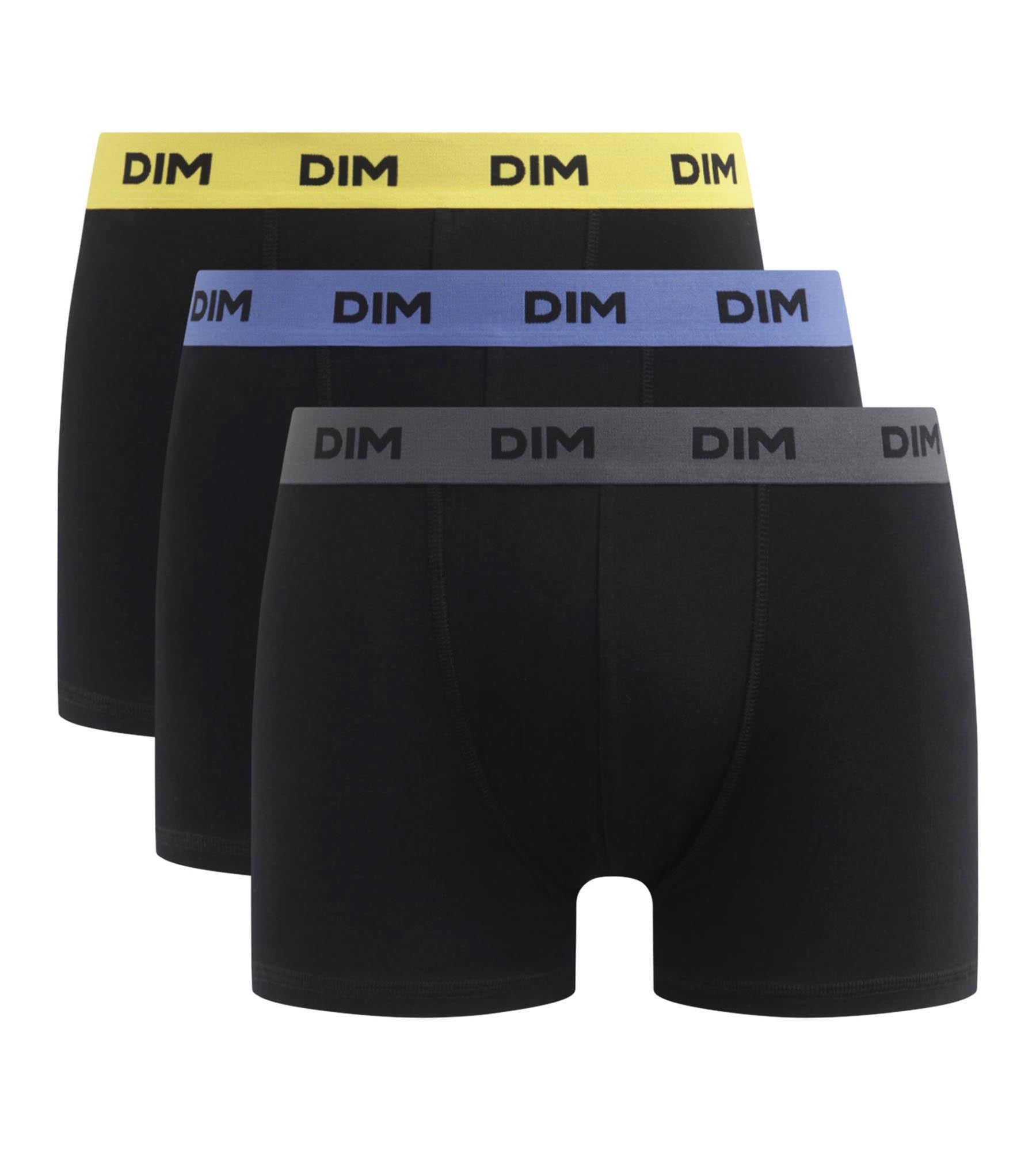 dim-mix-colors-lot-de-3-boxers-homme-noir-ceinture-mimosa-lila image 3