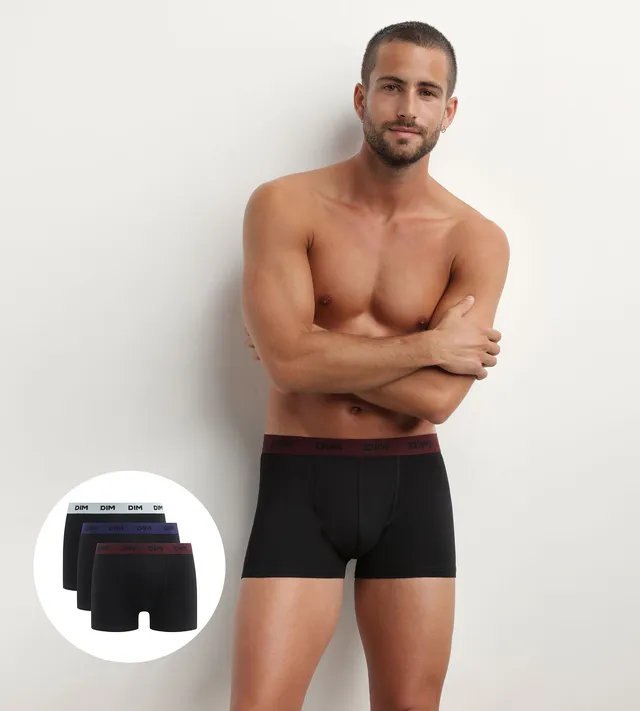 dim-mix-colors-lot-de-3-boxers-homme-noir-ceinture-raisin image 1