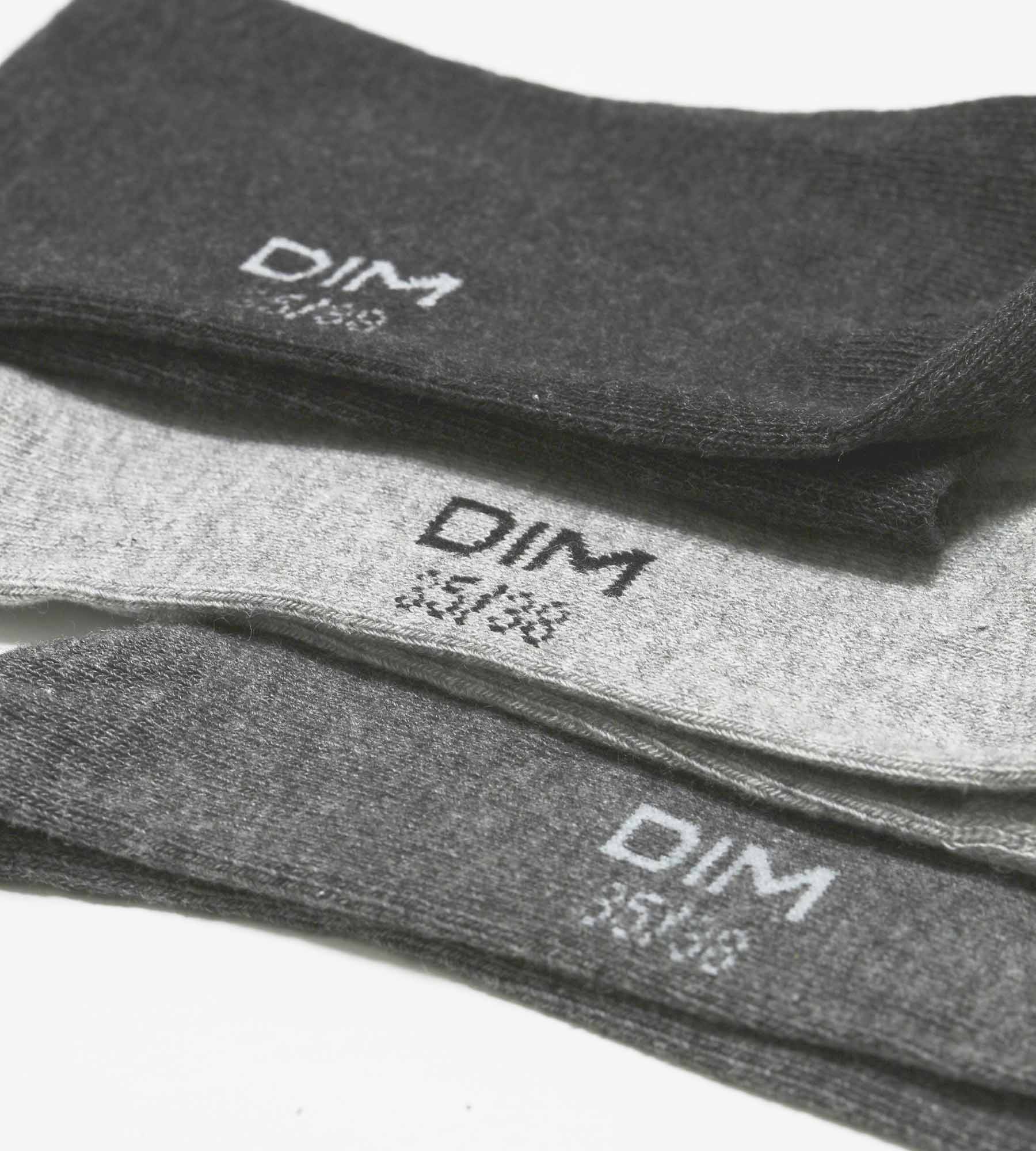 dim-coton-nice-price-lot-de-3-paires-chaussettes-femme-coton-gris-clair image 3