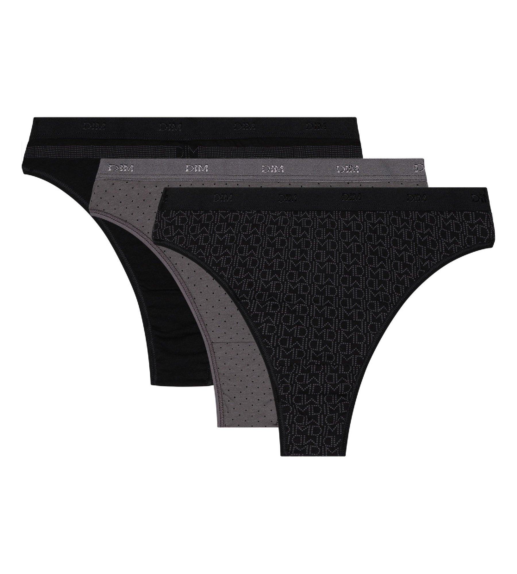 dim-les-pockets-lot-de-3-strings-coton-stretch-noir-gris image 3