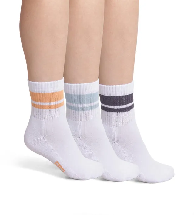 dim-sport-lot-de-3-paires-de-socquettes-enfant-bleu-p-che-blanc image 1