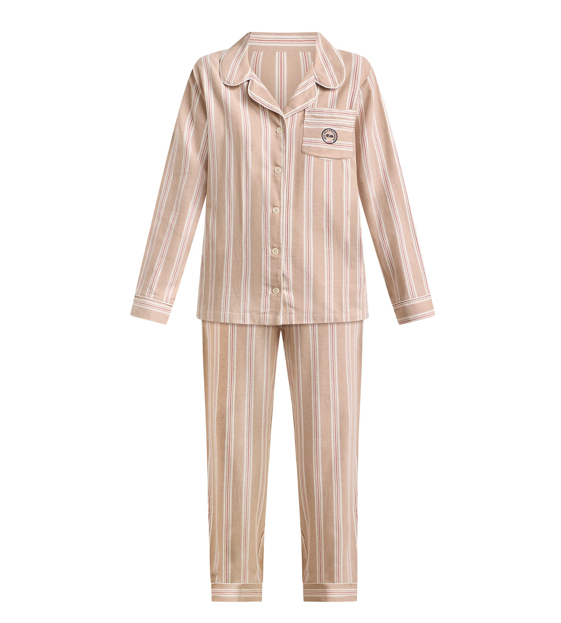 dim-x-ines-de-la-fressange-ensemble-pyjama-flanelle-ray-e-brun-beige image 5